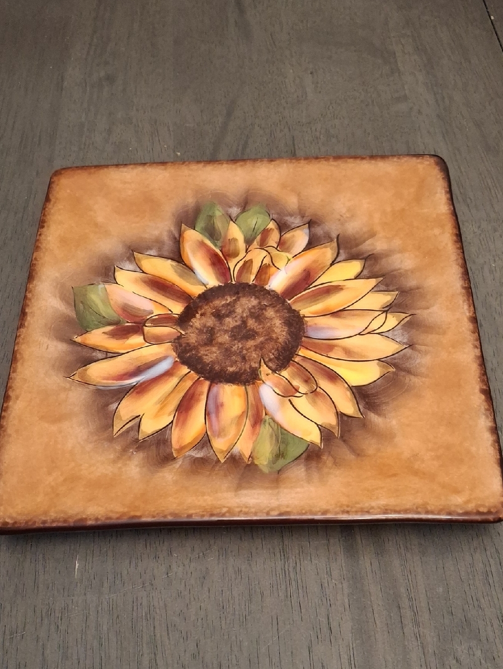 Tuscan Art Salad Plate Or Decor Painted Sunflower